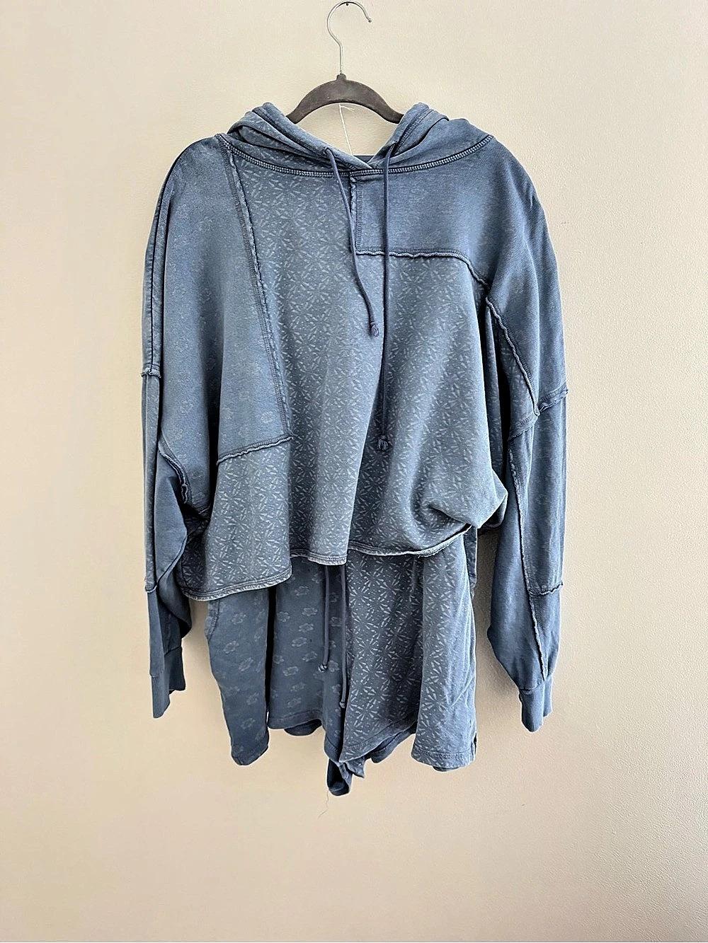 Lucky Brand Blue Printed Hoodie and Shorts Set